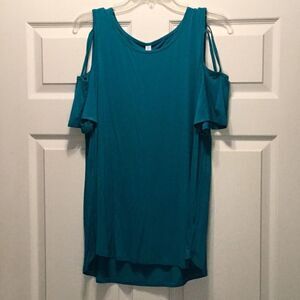 Teal Blue Green Cold Shoulder Top Shirt XL‎ New